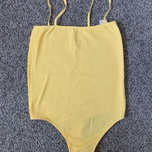 Yellow Straight Neckline Bodysuit